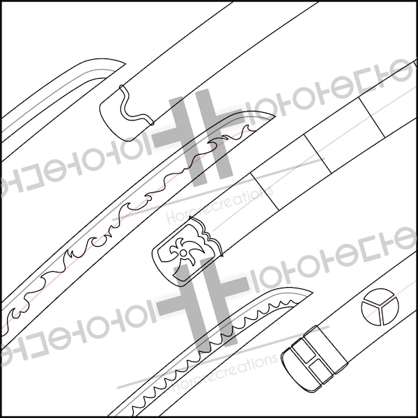 Cosplay pattern&template - Roronoa zoro katana (3 swords)