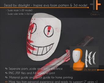 Máscara de la Legión "Frank" y cuchillos asesinos - Dead by Daylight (DBDL) / Plantilla de patrón de cosplay Inspire e impresión 3D