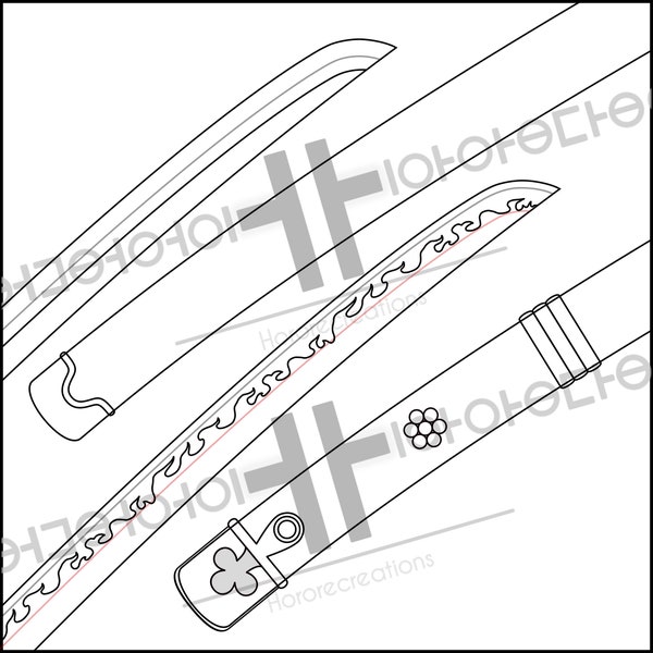 Cosplay pattern&template - Roronoa zoro 47 inches katana (2 swords)