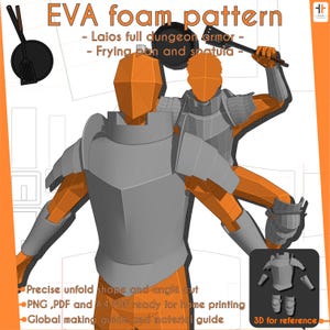 Laios Touden full armor ,frying pan ,spatula (3d model for reference) -Dungeon meshi (Delicious in dungeon)| Cosplay pattern & template