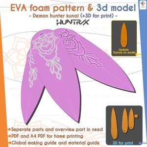 The huntrix Zoey kunai prop - Kpop Demon Hunters  | Inspire cosplay PDF pattern & template + 3D STL for print
