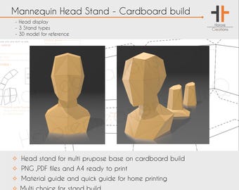 Cardboard mannequin head display stand for multi purpose with 3d model | Basic cosplay pattern & template