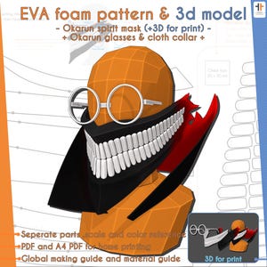 Maschera spirituale della nonna Okarun Turbo e collare in tessuto - Dandadan / Inspire modello e modello PDF per cosplay + STL per stampa 3D