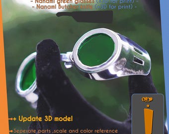 Lunettes vertes Nanami et accessoire de couteau de boucher | Modèle de patron de cosplay Inspire et impression 3D