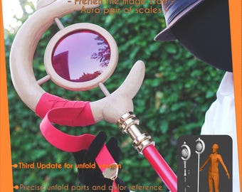 Frieren mage staff (+ aura pair of scales) | Inspire cosplay pattern template & 3D print