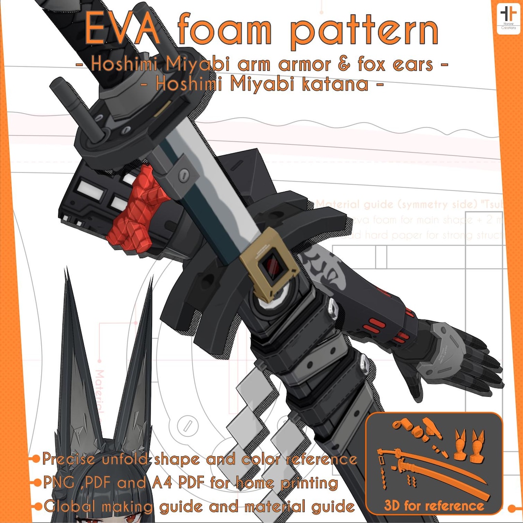 Hoshimi Miyabi Katana ,fox Ears ,arm Armor - Zenless Zone Zero