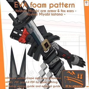 Hoshimi Miyabi katana ,Fox ears ,Arm armor - Zenless zone zero (ZZZ) | Cosplay pattern&template