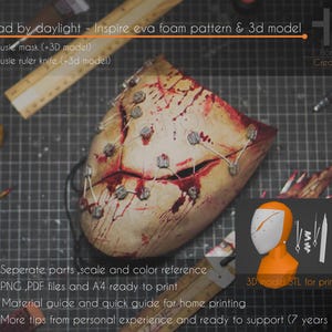 The Legion &quot;Susie&quot; killer mask and ruler knife - Dead by day light (DBD) | Cosplay pattern & template + STL files