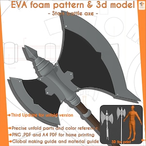 Stark warrior battle axe - Sousou no frieren (Frieren: Beyond Journey&#39;s End) | Cosplay pattern & template + STL Files 3D Print