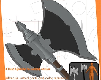 Stark warrior battle axe | Inspire cosplay pattern template & 3D print