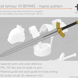 Zack-harnas en lang zwaard - Final Fantasy VII REMAKE | Cosplaypatroon en sjabloon