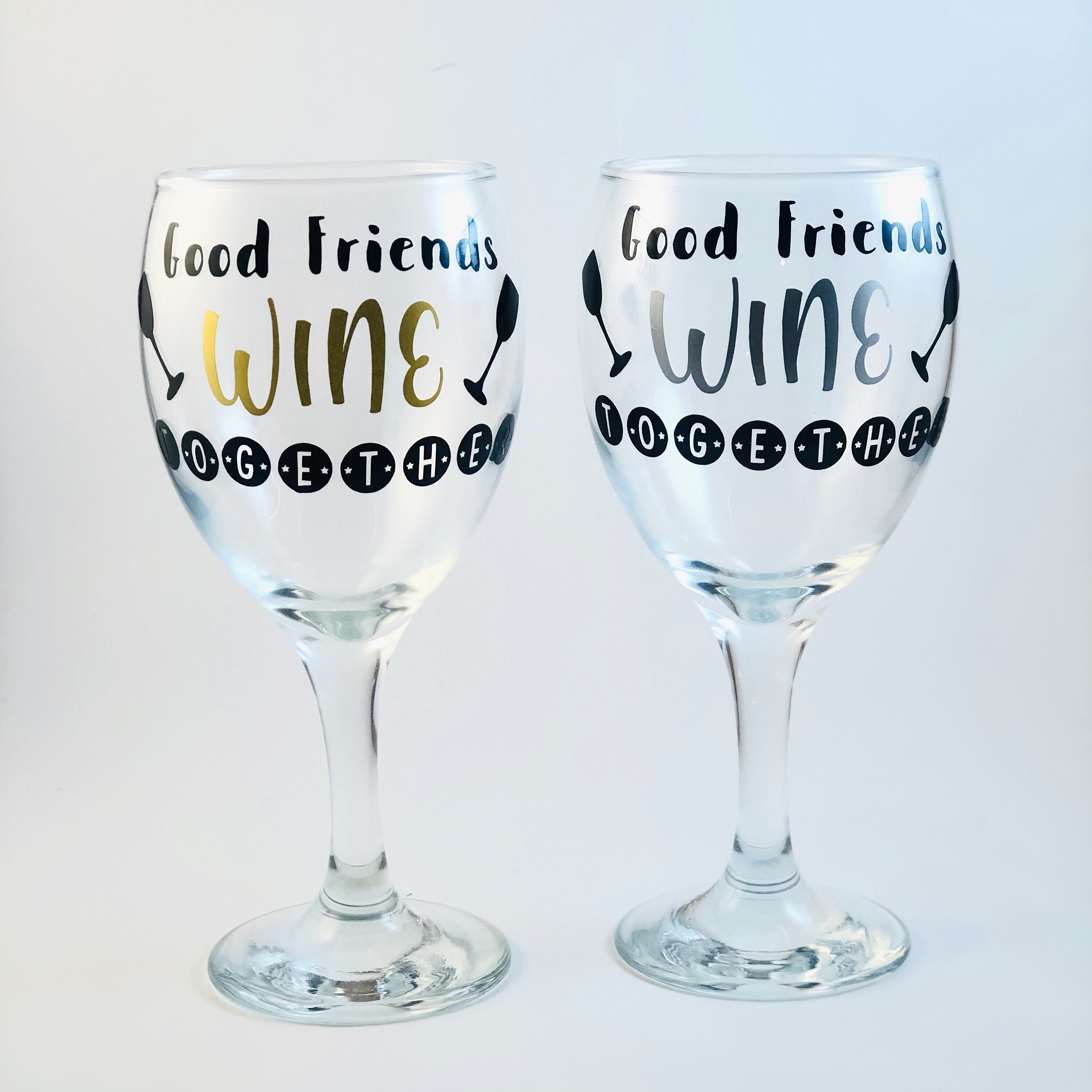 Friendship Wine Glasses Wine Friendship Glasses Etsy 