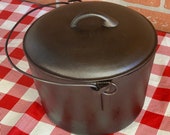 BSR Cast Iron Flat Bottom Pot with Lid, Vintage 7 Quart Stock Pot No. 8, Restored Kettle, Seasoned, Birmingham Stove and Range