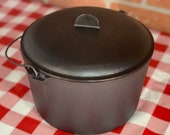 BSR Cast Iron Flat Bottom Pot with Lid, Vintage 6 Quart Stock Pot, Restored Kettle, Seasoned, Birmingham Stove and Range