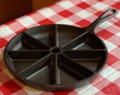 Lodge Cast Iron Corn Bread Skillet, 9 8 Cup Divided Wedge Pan, Restored, Seasoned, Triangle Muffin Pan
