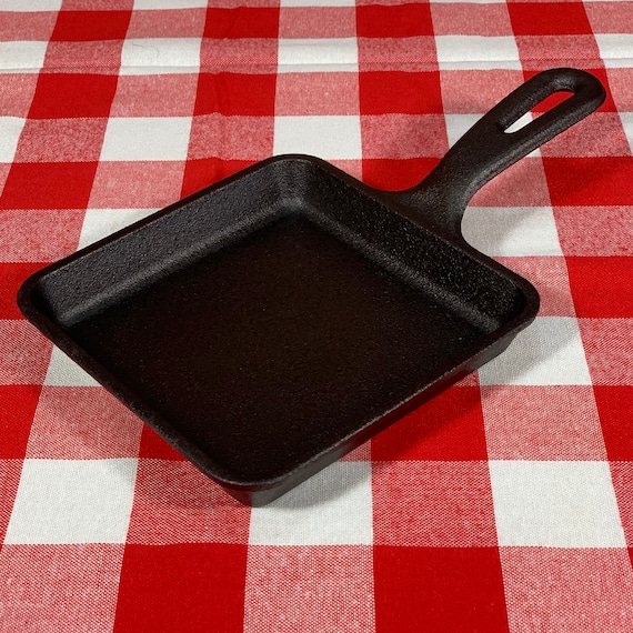 Lodge Cast Iron Small Fry Skillet, 5 X 5 Square Grilled Sandwich Pan 5WS,  Restored, Seasoned, Vintage 