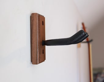 Soporte de pared para guitarra de madera exótica de perfil delgado: madera maciza, herrajes incluidos