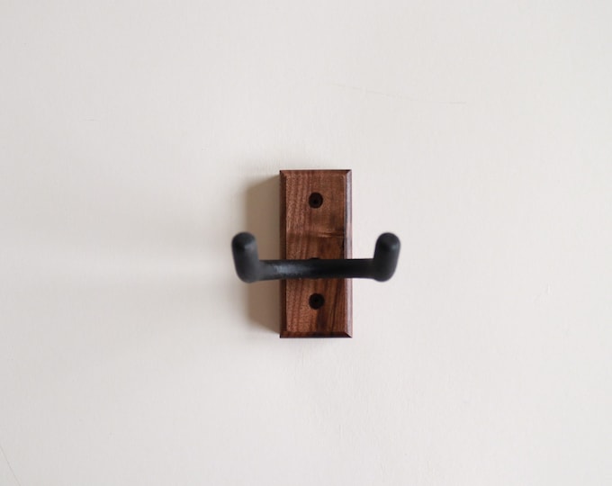 Peruvian Walnut Guitar / Bass Wall Hanger (Solid Wood, No Stain) | Minimalist Hanger |