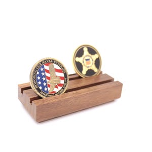 Exotic Wood Challenge Coin Display |  Compact Minimalist Design | 12 Premium Hardwood Options