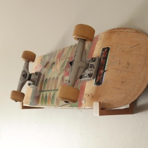 Handcrafted Wood Skateboard Wall Mount (2 Hooks) | Customizable Display for Skateboards & Longboards | Many Wood Species Available