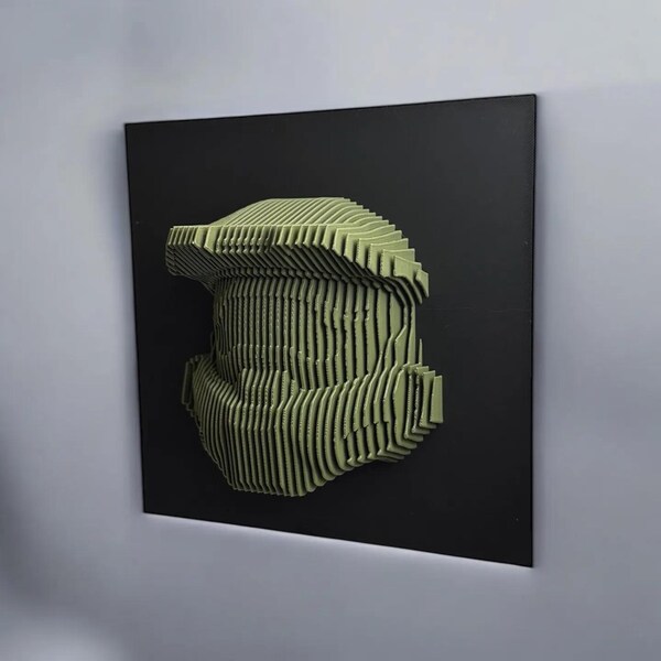 Layered Wall Art – Master Chief | 3D Halo-Inspired Sculpture