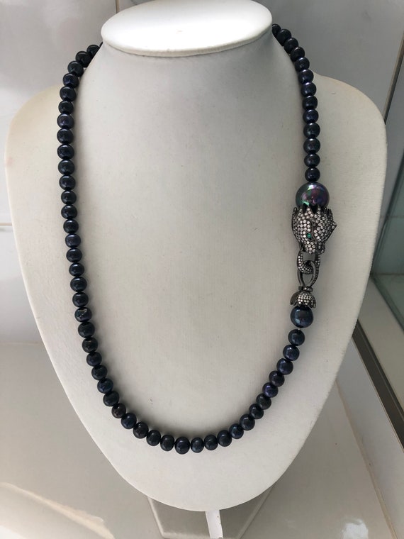 Natural Tahitian Black Pearl Dragon Necklace