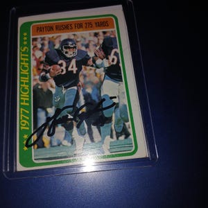 Tarjeta autografiada de Walter Payton con certificado