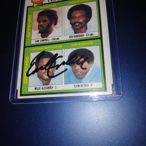 Carte dédicacée Earl Campbell avec certificat