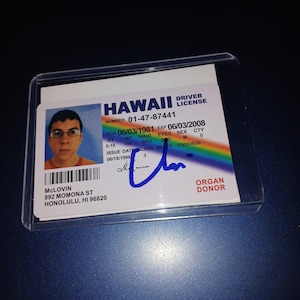 Christopher Mintz-Plasse Carteira de motorista autografada de McLovin com certificado de autenticidade