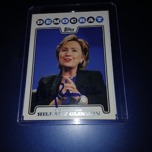 Cartão autografado por Hillary Clinton com certificado