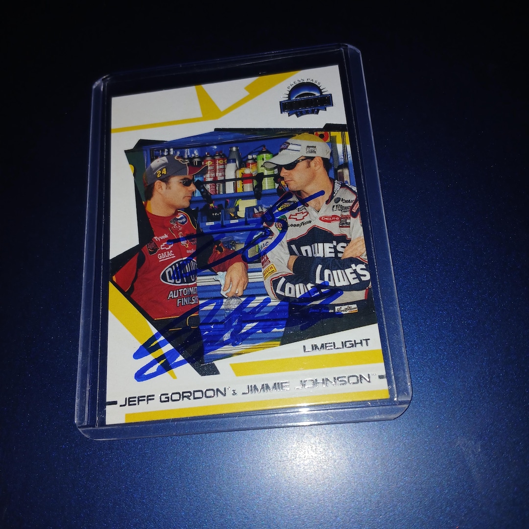 Jimmy Johnson Rookie Card Jeff Gordon, Jimmie Johnson Autographed Card With COA - Etsy