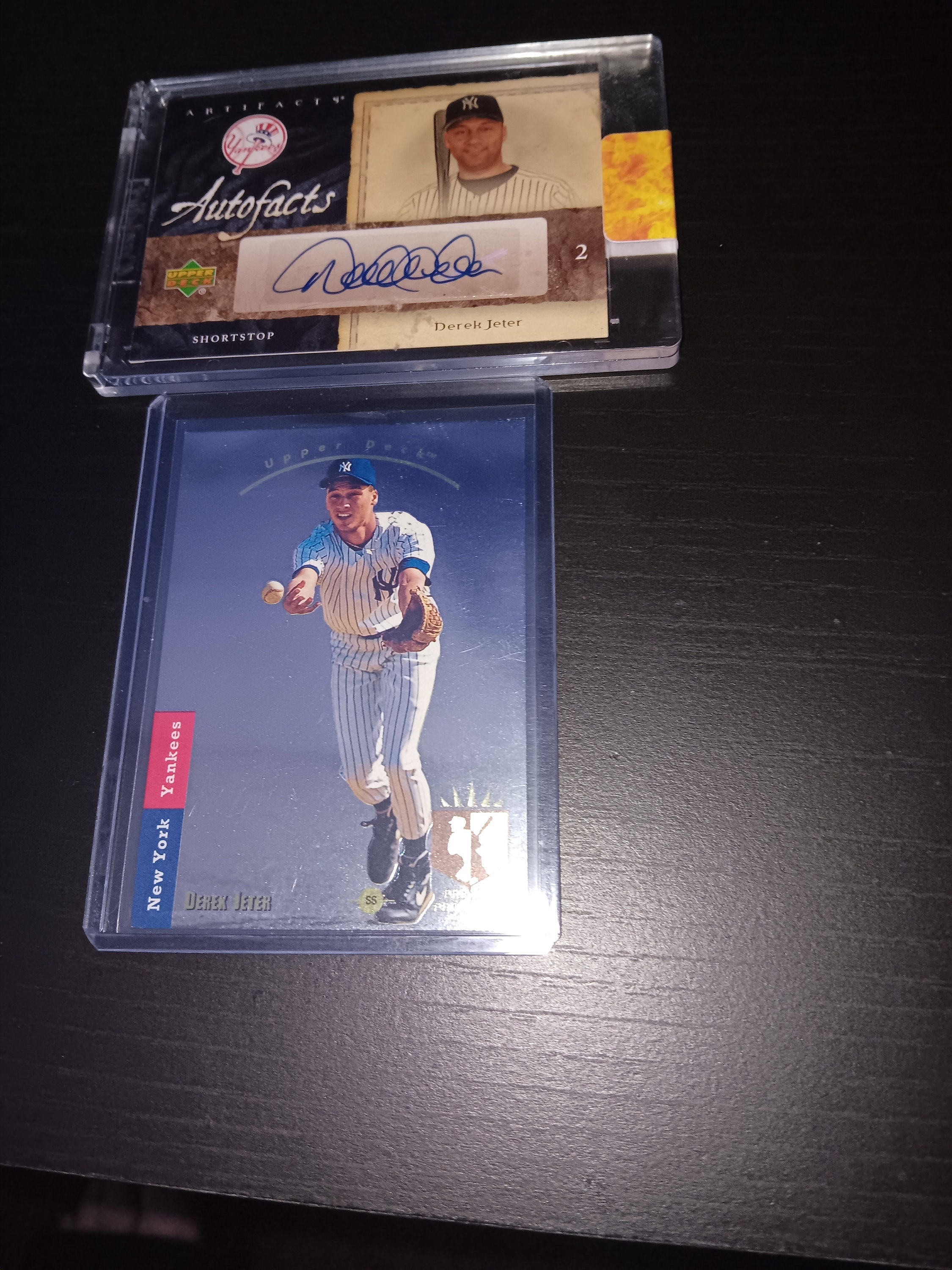 Derek Jeter Autographed Upper Deck Card & Foil Rookie Card
