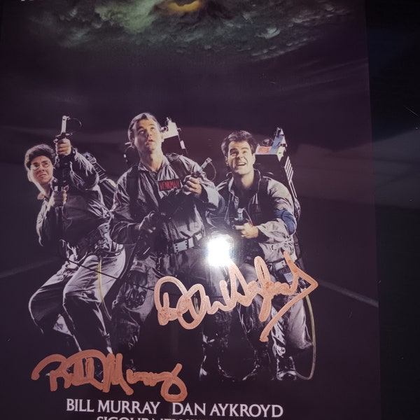 Bill Murray, Dan Aykroyd autographed Ghostbusters promo with coa.  Approximately 8x10 inches