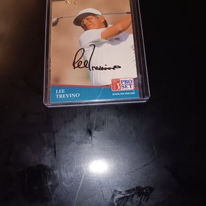 Lee Trevino handsignierte Karte mit Stempel