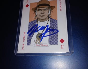 Neil Young autographed card with Cert