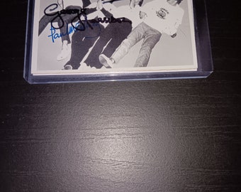 George Harrison, Paul McCartney autographed card with coa