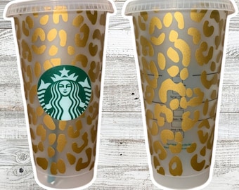 Leopard Print Starbucks Tumbler, Reusable Venti Cup