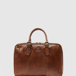 Leather Briefcase for Men, Leather Messenger Bag, Leather 15&quot; Laptop Bag, Work Bag, Christmas Gift for Him // Madrid Brown