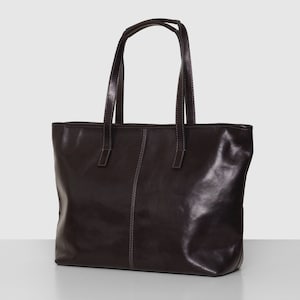 Cabas/sac de travail en cuir noir Beatrice