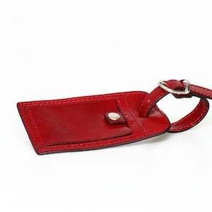 Leather Luggage Tag in Red