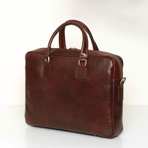 Leather Briefcase for Men, Leather Messenger Bag, Leather 15 Laptop Bag, Work Bag, Christmas Gift for Him // Tokyo Brown image 4