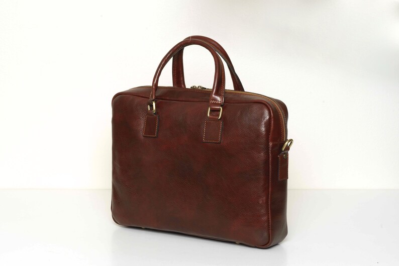 Leather Briefcase for Men, Leather Messenger Bag, Leather 15 Laptop Bag, Work Bag, Christmas Gift for Him // Tokyo Brown image 4
