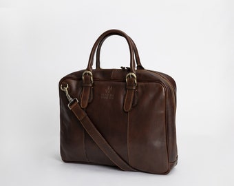 Madrid Chocolate Matt - Leather Briefcase