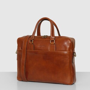 Porte-documents en cuir pour homme, sac messager en cuir, sac pour ordinateur portable 15 pouces en cuir, sac de travail, cadeau de Noël pour lui//Tokyo Tan