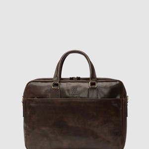Leather Briefcase for Men, Leather Messenger Bag, Leather 15&quot; Laptop Bag, Work Bag, Christmas Gift for Him // Tokyo Chocolate