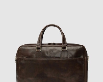 Leather Briefcase for Men, Leather Messenger Bag, Leather 15" Laptop Bag, Work Bag, Christmas Gift for Him // Tokyo Chocolate