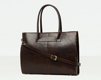 Florence Chocolate Leather Woman Briefcase