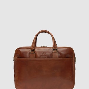 Leather Briefcase for Men, Leather Messenger Bag, Leather 15&quot; Laptop Bag, Work Bag, Christmas Gift for Him // Tokyo Tan