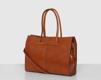 Florence Tan Leder Frauen Tote/Arbeitstasche