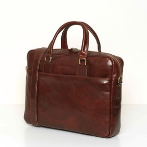 Porte-documents en cuir pour homme, sac messager en cuir, sac pour ordinateur portable 15 pouces en cuir, sac de travail, cadeau de Noël pour lui // brun Tokyo